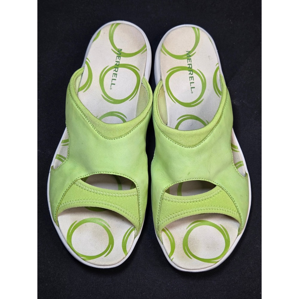 Merrell Palmetto Sweet Pea Green Leather Slide Sandals‎ Womens 9 30822